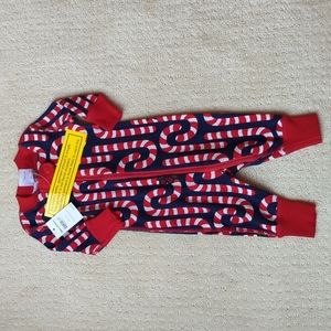 Hanna Andersson Navy Candy Cane Pajamas 0-3M